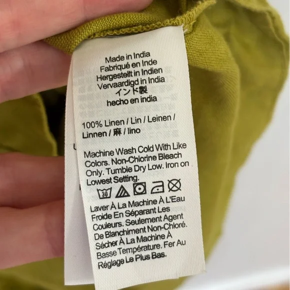 Madewell Button-Front Midi Dress in 100% Linen in Citrus Lime - Size 0 - Picture 5 of 6